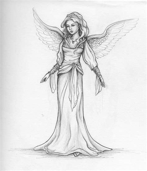 angel sketch drawing